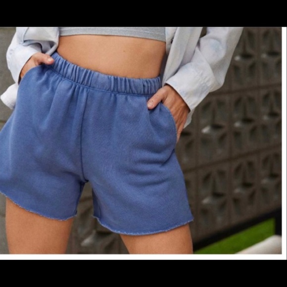 aerie Pants - Aerie Indigo Blue High-Waist Raw Hem Fleece Shorts Sz XXL!